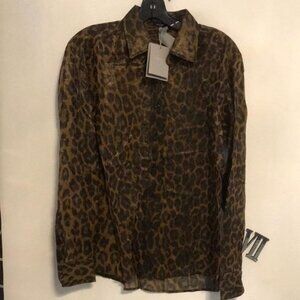 New Authentic TOM FORD Leopard-Print Silk Shirt Size 40